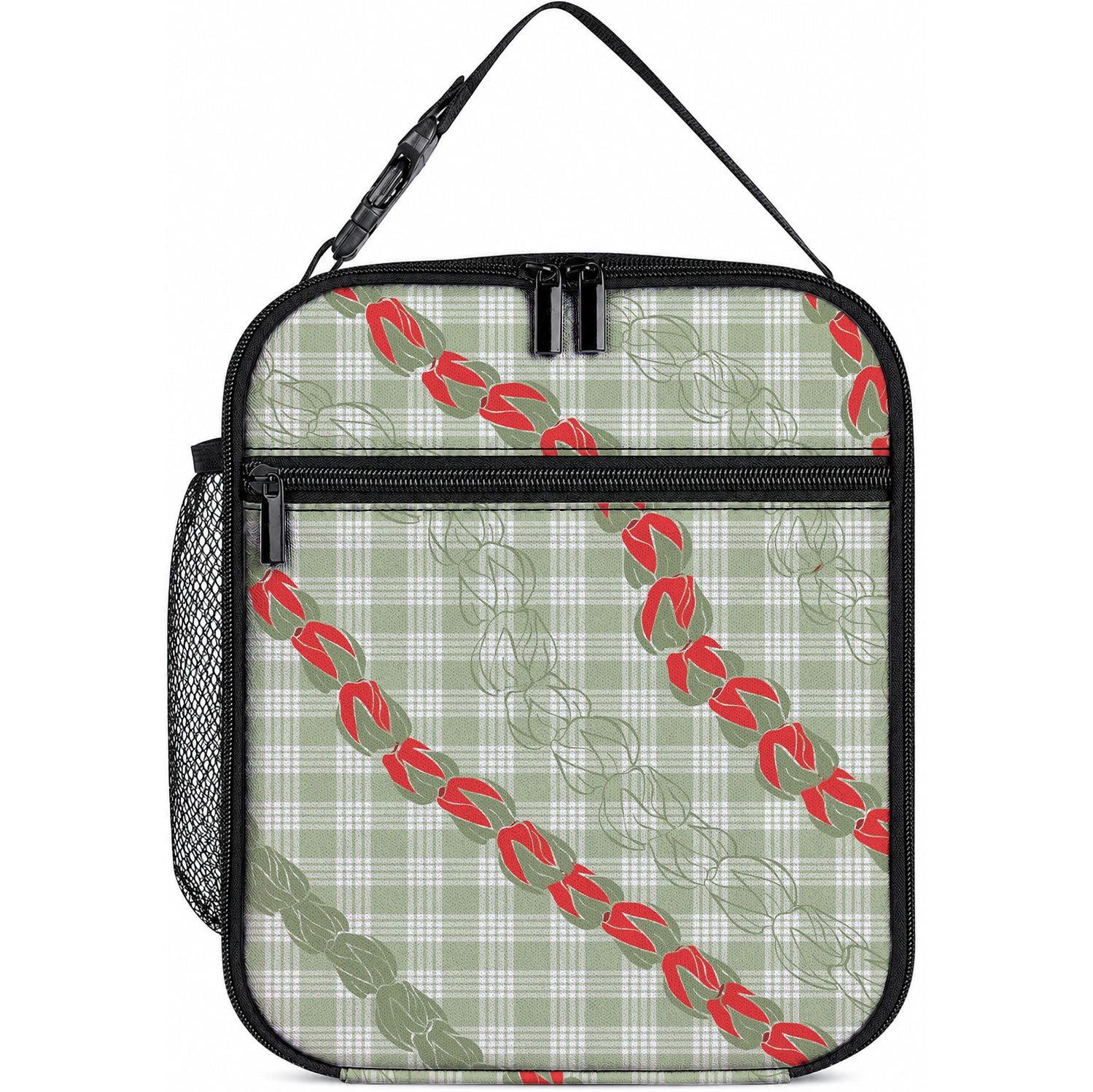 Omaomao Aloha Hawaii Lunch Bag Rosebud Lei With Palaka Motif