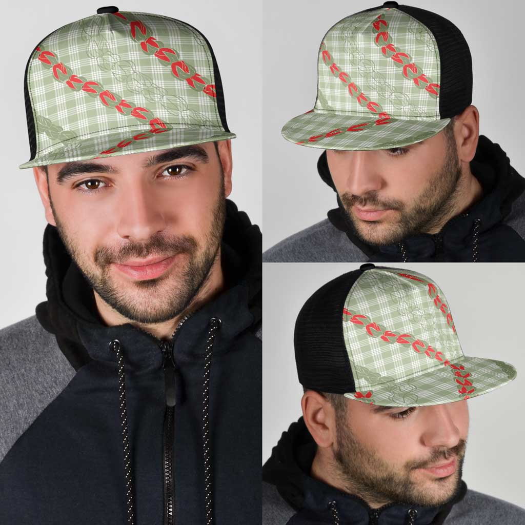 Omaomao Aloha Hawaii Mesh Trucker Cap Rosebud Lei With Palaka Motif - Polynesian Pride