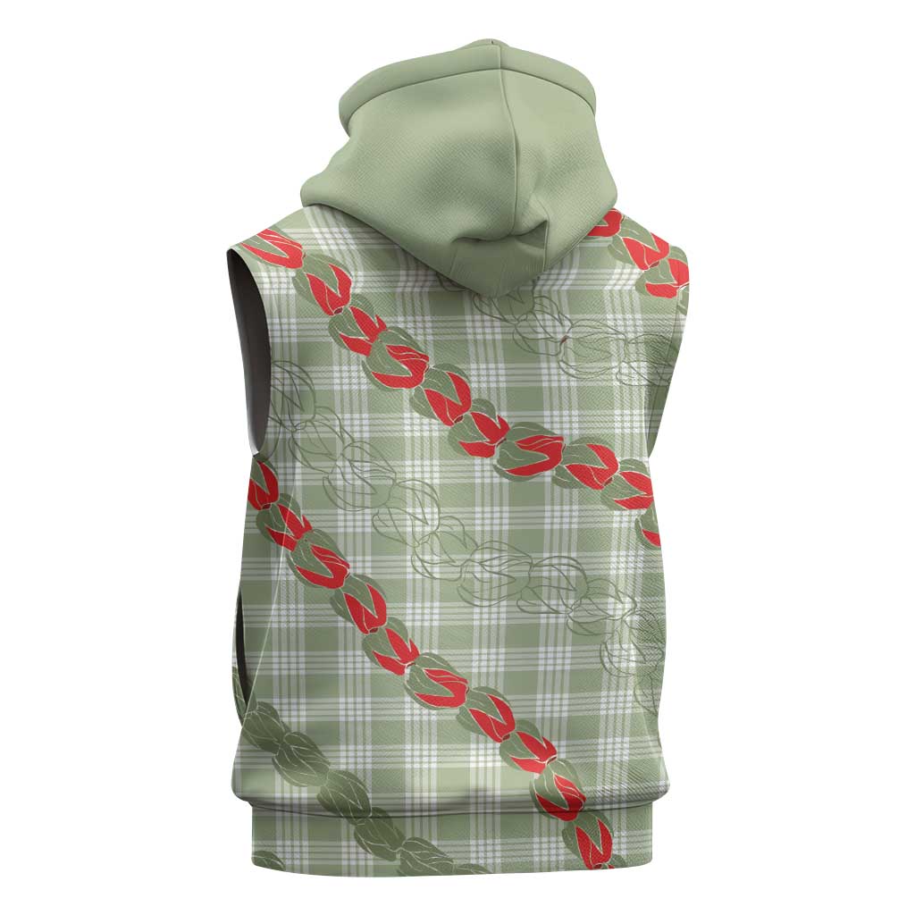 Omaomao Aloha Hawaii Sleeveless Hoodie Rosebud Lei With Palaka Motif - Polynesian Pride