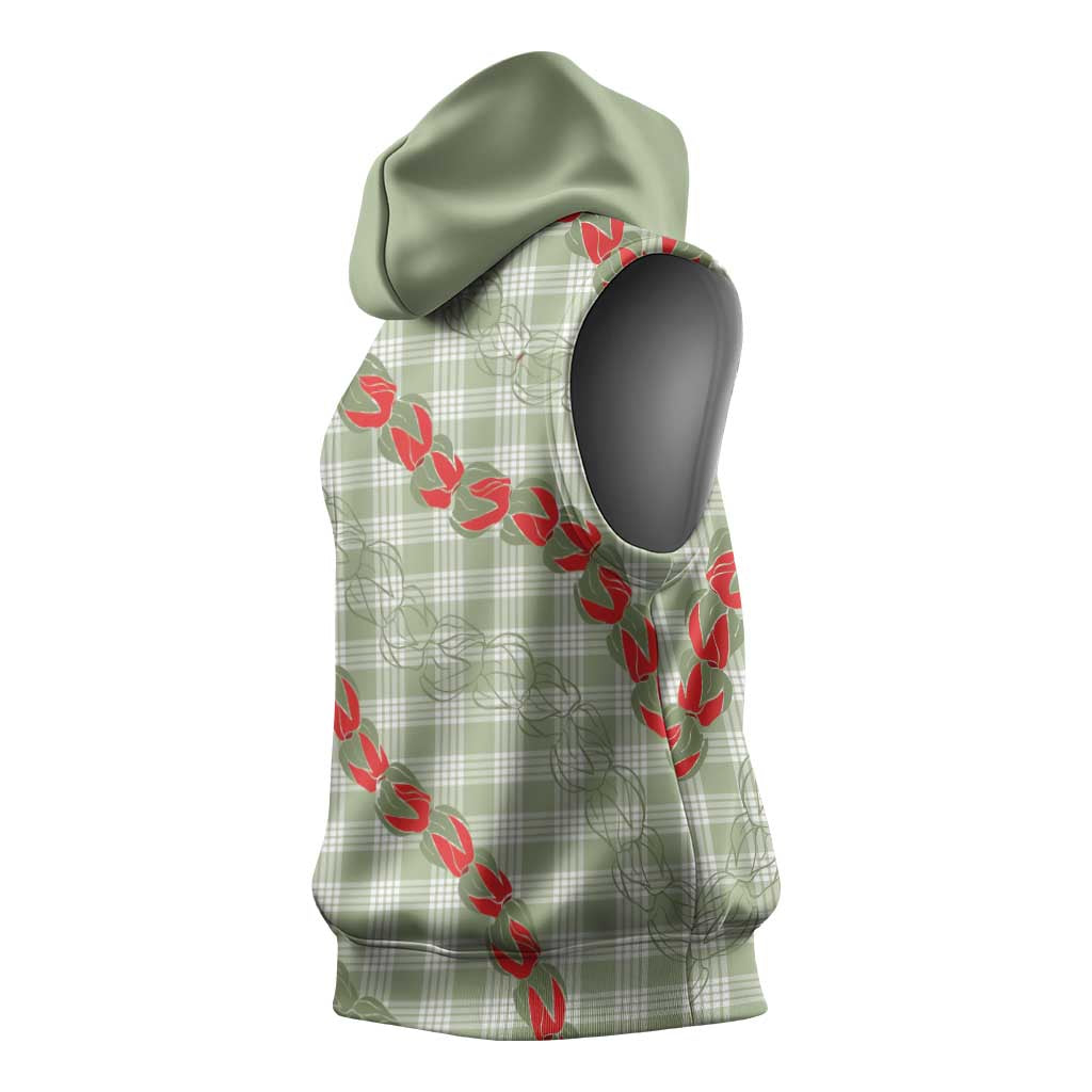Omaomao Aloha Hawaii Sleeveless Hoodie Rosebud Lei With Palaka Motif - Polynesian Pride