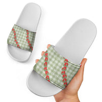 Omaomao Aloha Hawaii Slide Sandals Rosebud Lei With Palaka Motif - Polynesian Pride
