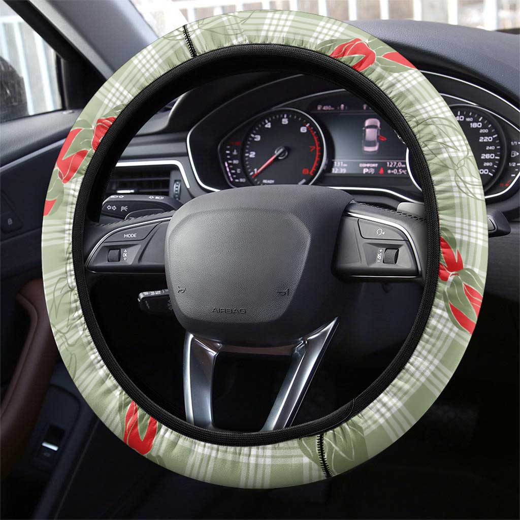 Omaomao Aloha Hawaii Steering Wheel Cover Rosebud Lei With Palaka Motif - Polynesian Pride