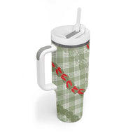 Omaomao Aloha Hawaii Tumbler With Handle Rosebud Lei With Palaka Motif - Polynesian Pride