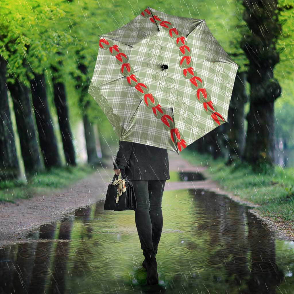 Omaomao Aloha Hawaii Umbrella Rosebud Lei With Palaka Motif - Polynesian Pride