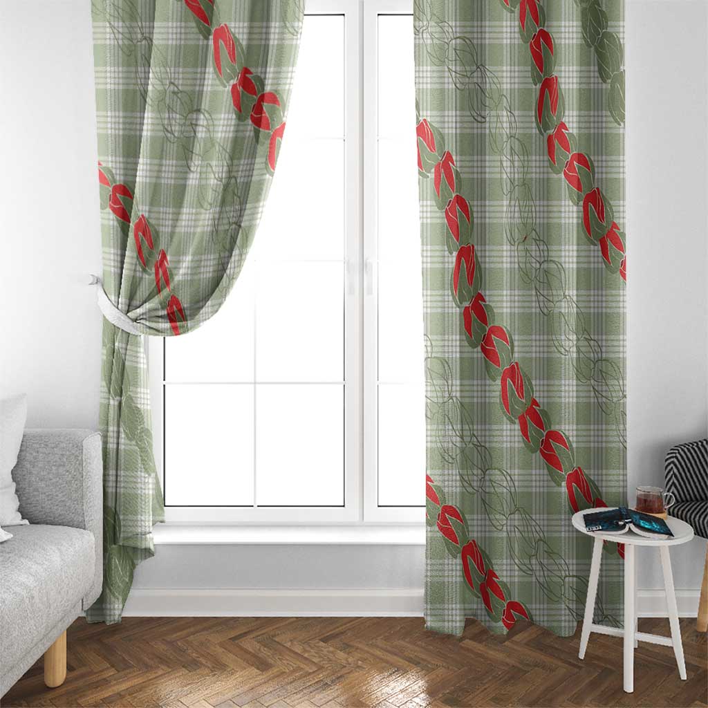 Omaomao Aloha Hawaii Window Curtain Rosebud Lei With Palaka Motif - Polynesian Pride