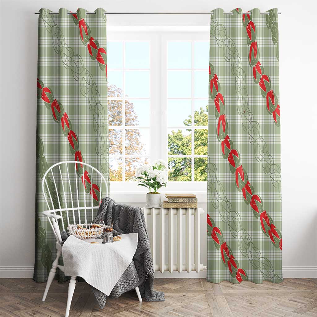Omaomao Aloha Hawaii Window Curtain Rosebud Lei With Palaka Motif - Polynesian Pride