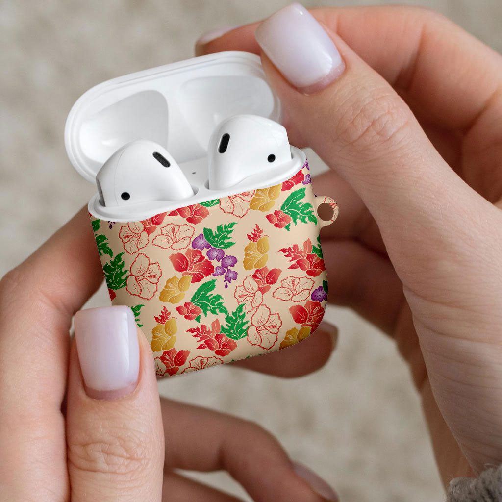 Colorful Aloha Hawaii Hibiscus Orchid Seamless AirPods Case