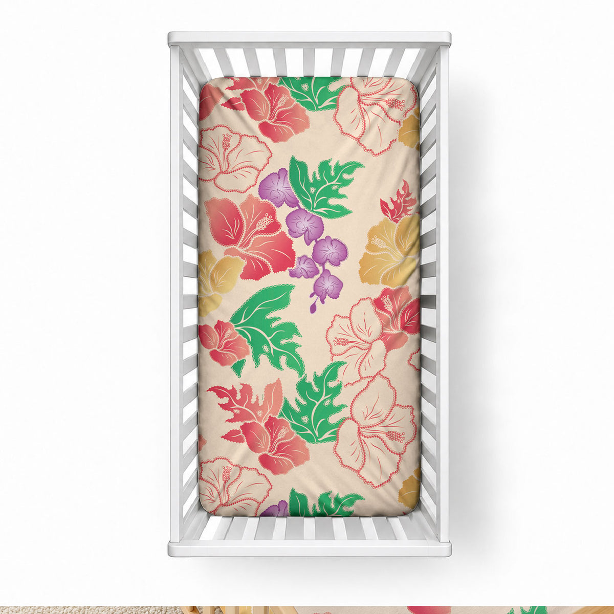 Colorful Aloha Hawaii Hibiscus Orchid Seamless Baby Bed Cover LT14 28 × 52 in Colorful - Polynesian Pride