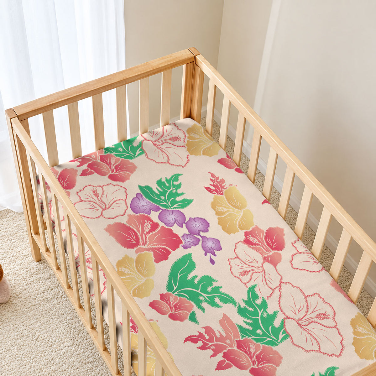 Colorful Aloha Hawaii Hibiscus Orchid Seamless Baby Bed Cover LT14 - Polynesian Pride