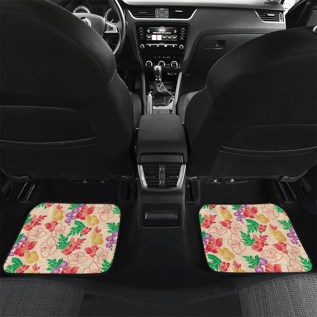 Colorful Aloha Hawaii Hibiscus Orchid Seamless Car Mats
