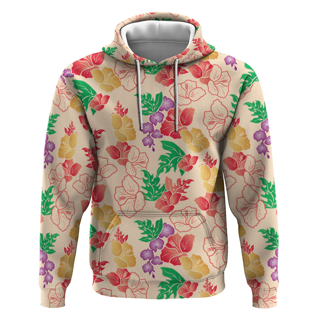 Colorful Aloha Hawaii Hibiscus Orchid Seamless Hoodie