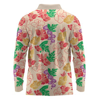 Colorful Aloha Hawaii Hibiscus Orchid Seamless Long Sleeve Polo Shirt LT14 - Polynesian Pride