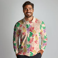 Colorful Aloha Hawaii Hibiscus Orchid Seamless Long Sleeve Polo Shirt LT14 - Polynesian Pride
