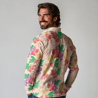 Colorful Aloha Hawaii Hibiscus Orchid Seamless Long Sleeve Polo Shirt LT14 - Polynesian Pride