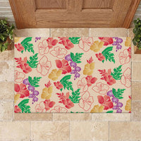 Colorful Aloha Hawaii Hibiscus Orchid Seamless Rubber Doormat