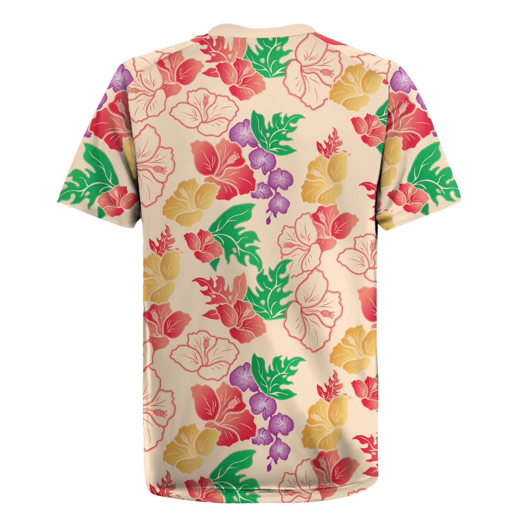 Colorful Aloha Hawaii Hibiscus Orchid Seamless Rugby Jersey