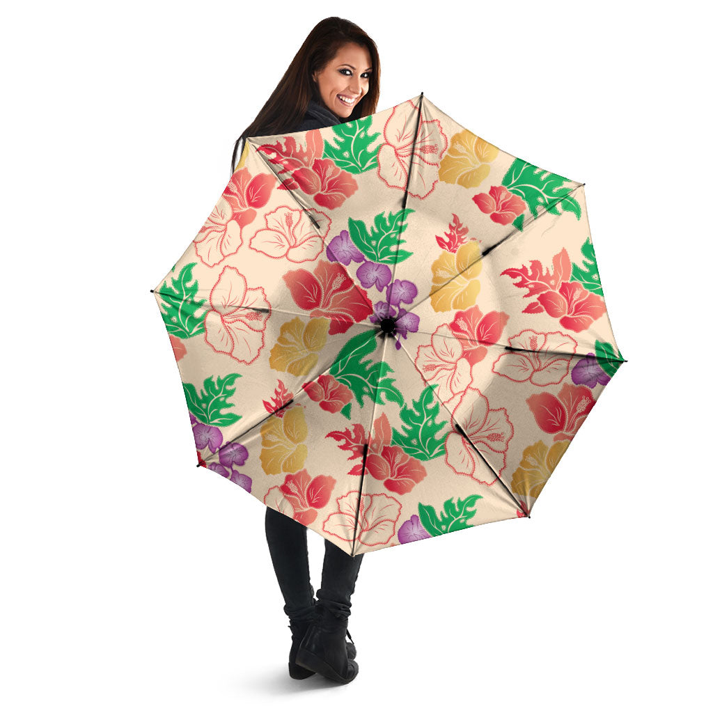Colorful Aloha Hawaii Hibiscus Orchid Seamless Umbrella