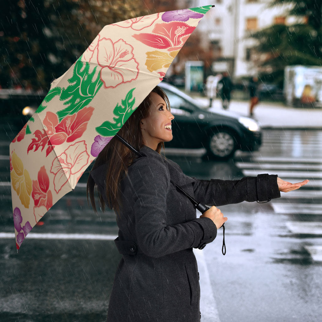 Colorful Aloha Hawaii Hibiscus Orchid Seamless Umbrella