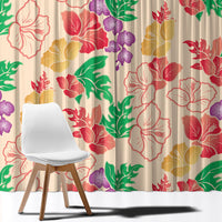 Colorful Aloha Hawaii Hibiscus Orchid Seamless Window Curtain