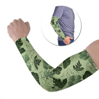 Vesuvian Green Aloha Hawaii Hibiscus Orchid Seamless Arm Sleeves