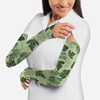Vesuvian Green Aloha Hawaii Hibiscus Orchid Seamless Arm Sleeves