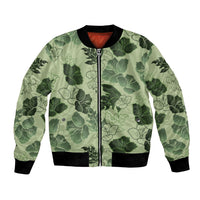 Vesuvian Green Aloha Hawaii Hibiscus Orchid Seamless Bomber Jacket