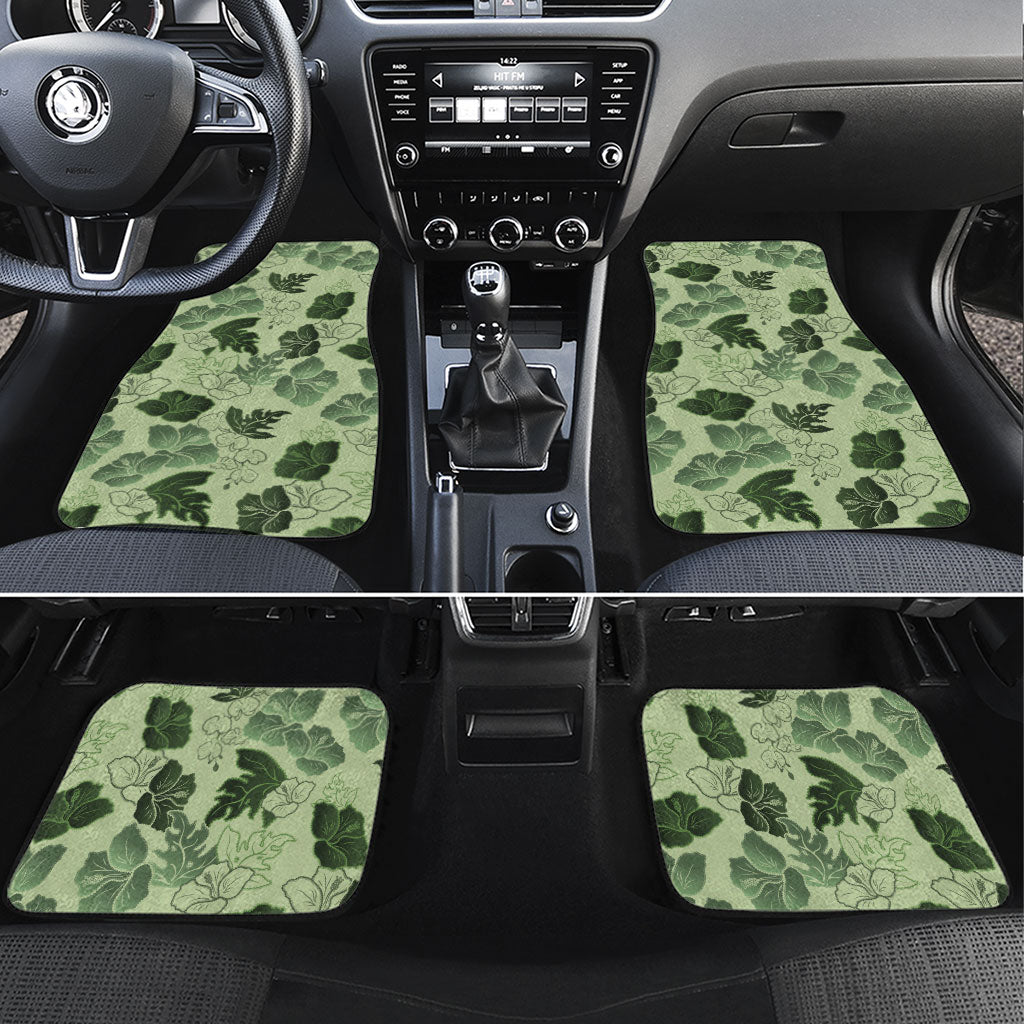 Vesuvian Green Aloha Hawaii Hibiscus Orchid Seamless Car Mats