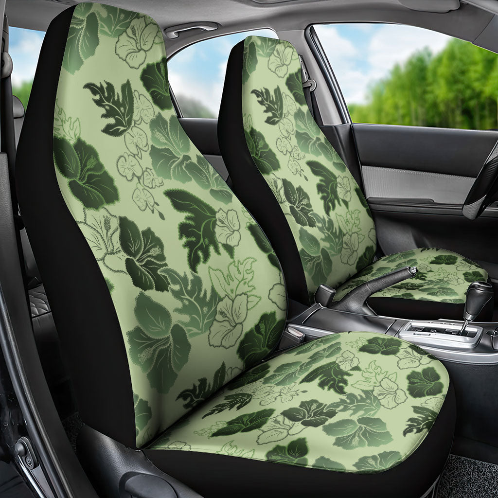 Vesuvian Green Aloha Hawaii Hibiscus Orchid Seamless Car Seat Cover
