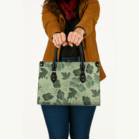 Vesuvian Green Aloha Hawaii Hibiscus Orchid Seamless Leather Bag