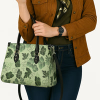 Vesuvian Green Aloha Hawaii Hibiscus Orchid Seamless Leather Bag