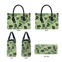 Vesuvian Green Aloha Hawaii Hibiscus Orchid Seamless Leather Bag