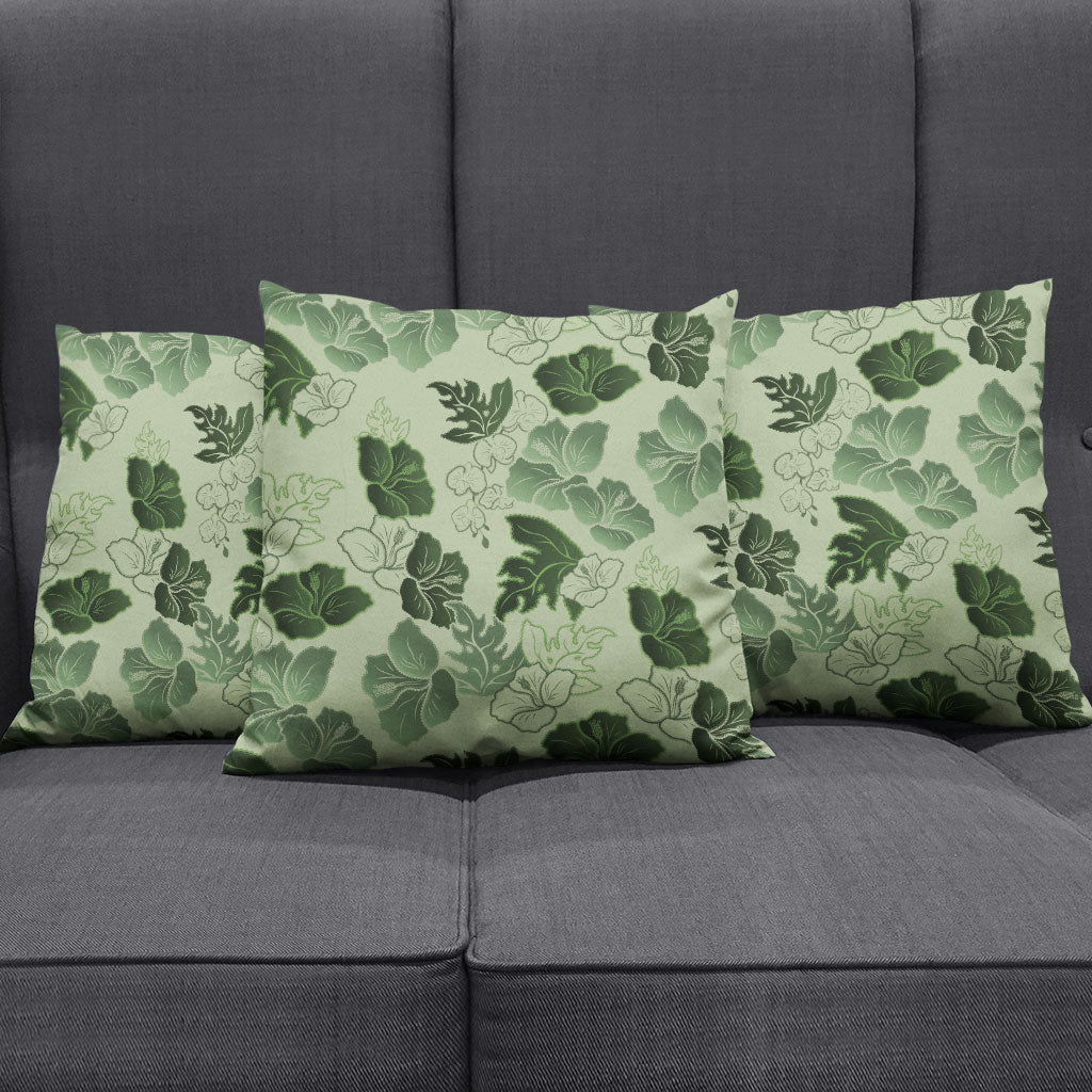 Vesuvian Green Aloha Hawaii Hibiscus Orchid Seamless Pillow Cover