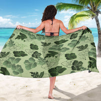 Vesuvian Green Aloha Hawaii Hibiscus Orchid Seamless Sarong