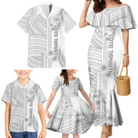 Samoa White Sunday Family Matching Mermaid Dress and Hawaiian Shirt Manuia le Aso Sa o Tamaiti Polynesian Plumeria LT14 - Polynesian Pride