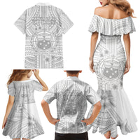 Samoa White Sunday Family Matching Mermaid Dress and Hawaiian Shirt Manuia le Aso Sa o Tamaiti Polynesian Plumeria LT14 - Polynesian Pride