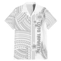 Samoa White Sunday Family Matching Mermaid Dress and Hawaiian Shirt Manuia le Aso Sa o Tamaiti Polynesian Plumeria LT14 Dad's Shirt - Short Sleeve White - Polynesian Pride
