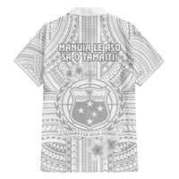 Samoa White Sunday Family Matching Off Shoulder Long Sleeve Dress and Hawaiian Shirt Manuia le Aso Sa o Tamaiti Polynesian Plumeria LT14 - Polynesian Pride