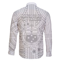 Samoa White Sunday Family Matching Off Shoulder Long Sleeve Dress and Hawaiian Shirt Manuia le Aso Sa o Tamaiti Polynesian Plumeria LT14 - Polynesian Pride