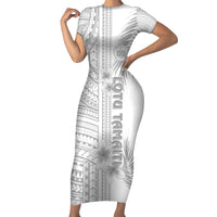 Samoa White Sunday Family Matching Short Sleeve Bodycon Dress and Hawaiian Shirt Manuia le Aso Sa o Tamaiti Polynesian Plumeria LT14 Mom's Dress White - Polynesian Pride