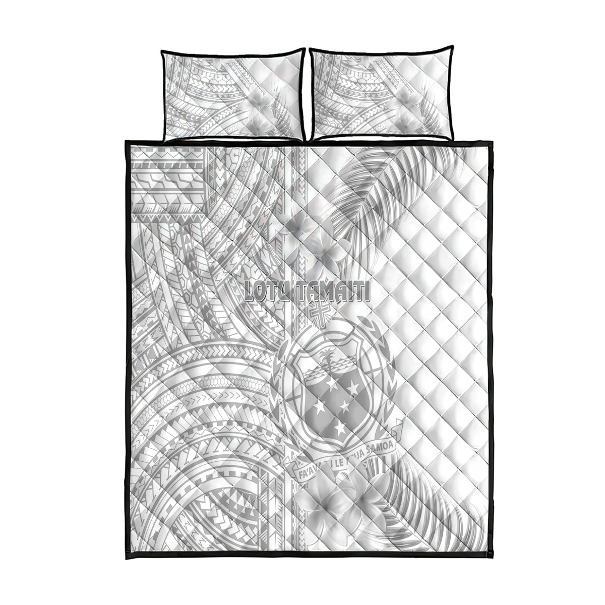 Samoa White Sunday Quilt Bed Set Manuia le Aso Sa o Tamaiti Polynesian Plumeria LT14 White - Polynesian Pride