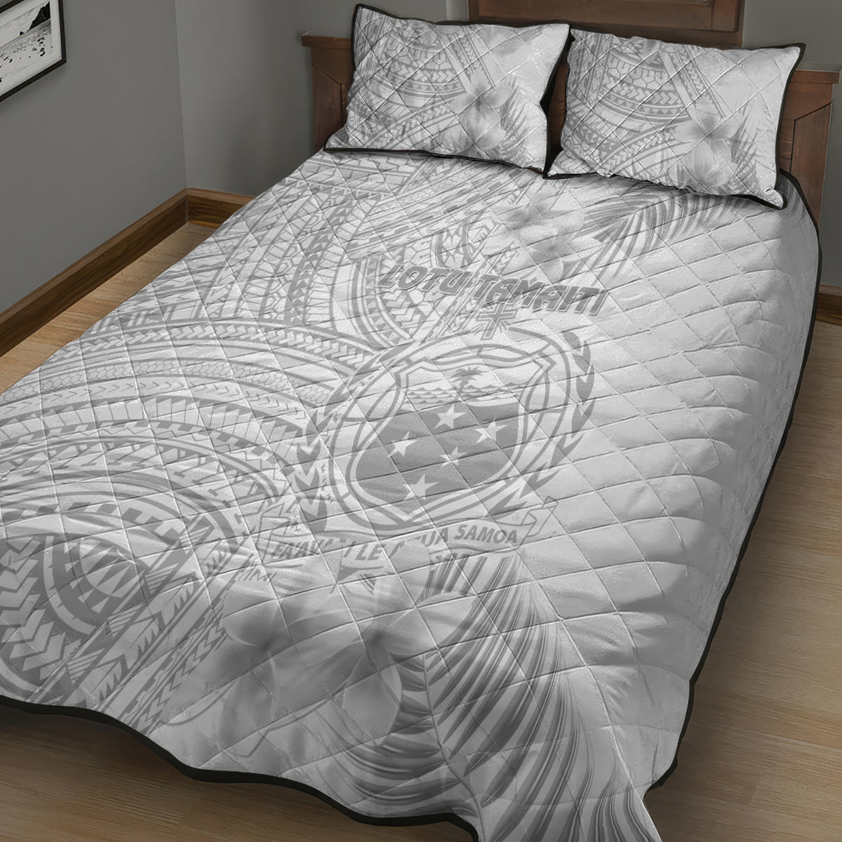 Samoa White Sunday Quilt Bed Set Manuia le Aso Sa o Tamaiti Polynesian Plumeria LT14 - Polynesian Pride