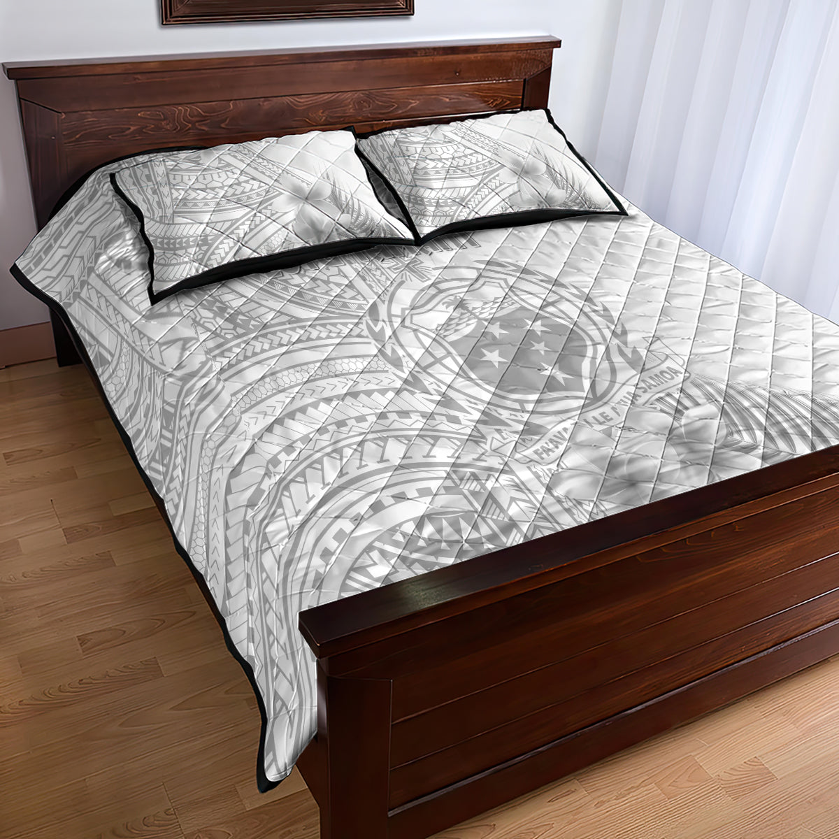 Samoa White Sunday Quilt Bed Set Manuia le Aso Sa o Tamaiti Polynesian Plumeria LT14 - Polynesian Pride