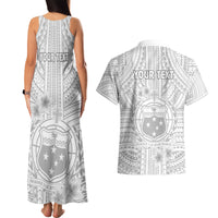 Personalised Samoa White Sunday Couples Matching Tank Maxi Dress and Hawaiian Shirt Manuia le Aso Sa o Tamaiti Polynesian Plumeria LT14 - Polynesian Pride