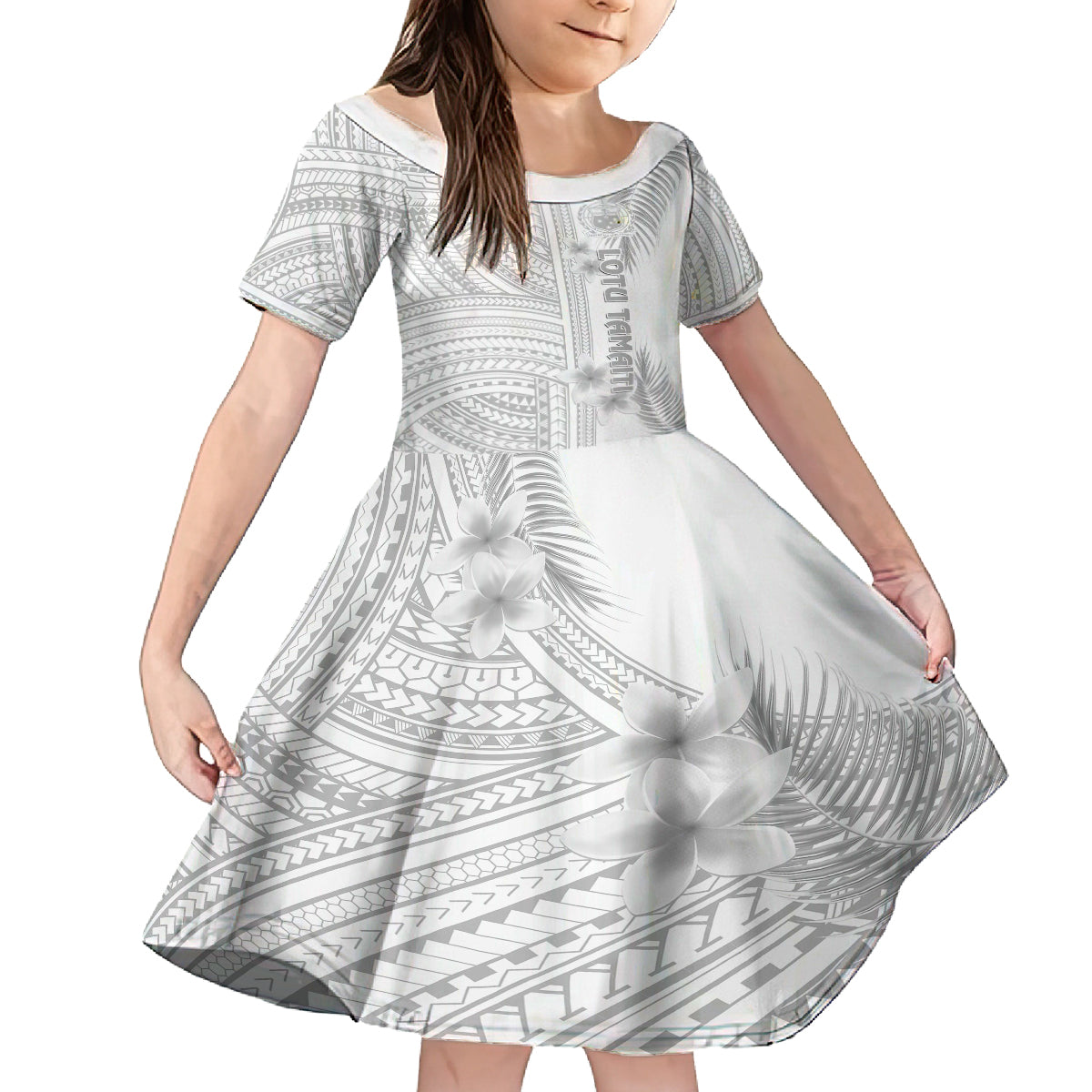 Personalised Samoa White Sunday Family Matching Summer Maxi Dress and Hawaiian Shirt Manuia le Aso Sa o Tamaiti Polynesian Plumeria LT14 Daughter's Dress White - Polynesian Pride