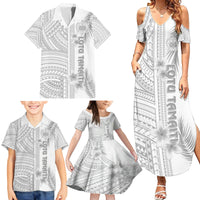Personalised Samoa White Sunday Family Matching Summer Maxi Dress and Hawaiian Shirt Manuia le Aso Sa o Tamaiti Polynesian Plumeria LT14 - Polynesian Pride
