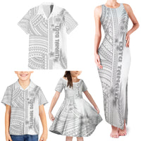 Personalised Samoa White Sunday Family Matching Tank Maxi Dress and Hawaiian Shirt Manuia le Aso Sa o Tamaiti Polynesian Plumeria LT14 - Polynesian Pride