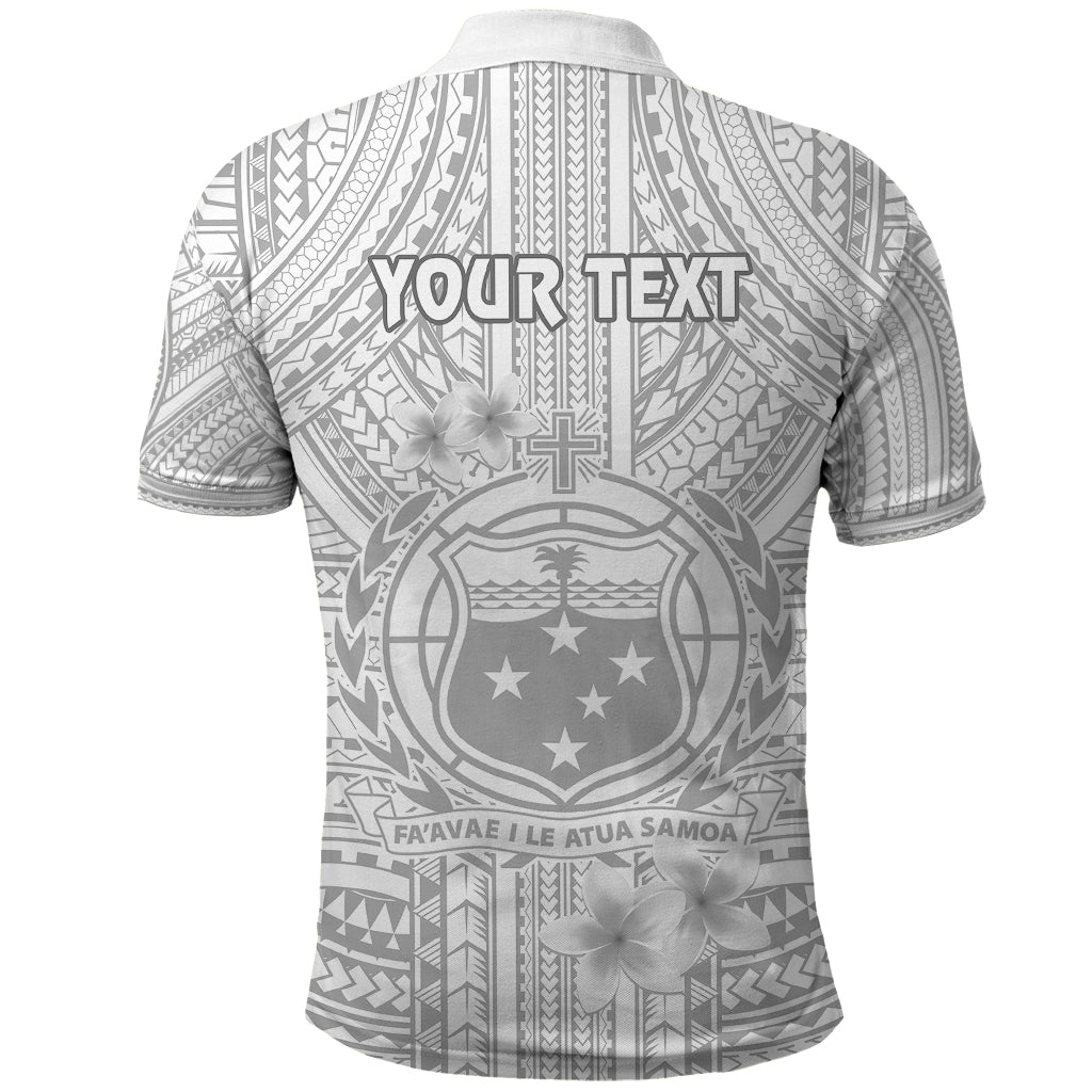 Personalised Samoa White Sunday Polo Shirt Manuia le Aso Sa o Tamaiti Polynesian Plumeria LT14 - Polynesian Pride