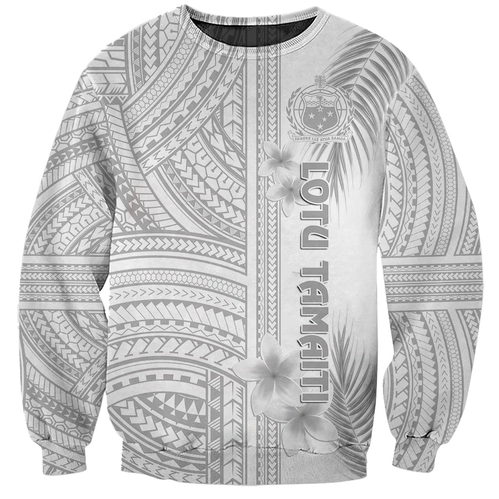 personalised-samoa-white-sunday-sweatshirt-manuia-le-aso-sa-o-tamaiti-polynesian-plumeria