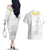 Samoa White Sunday Couples Matching Off The Shoulder Long Sleeve Dress and Hawaiian Shirt Lotu Tamaiti 2023 With Coat Of Arms LT14 - Polynesian Pride