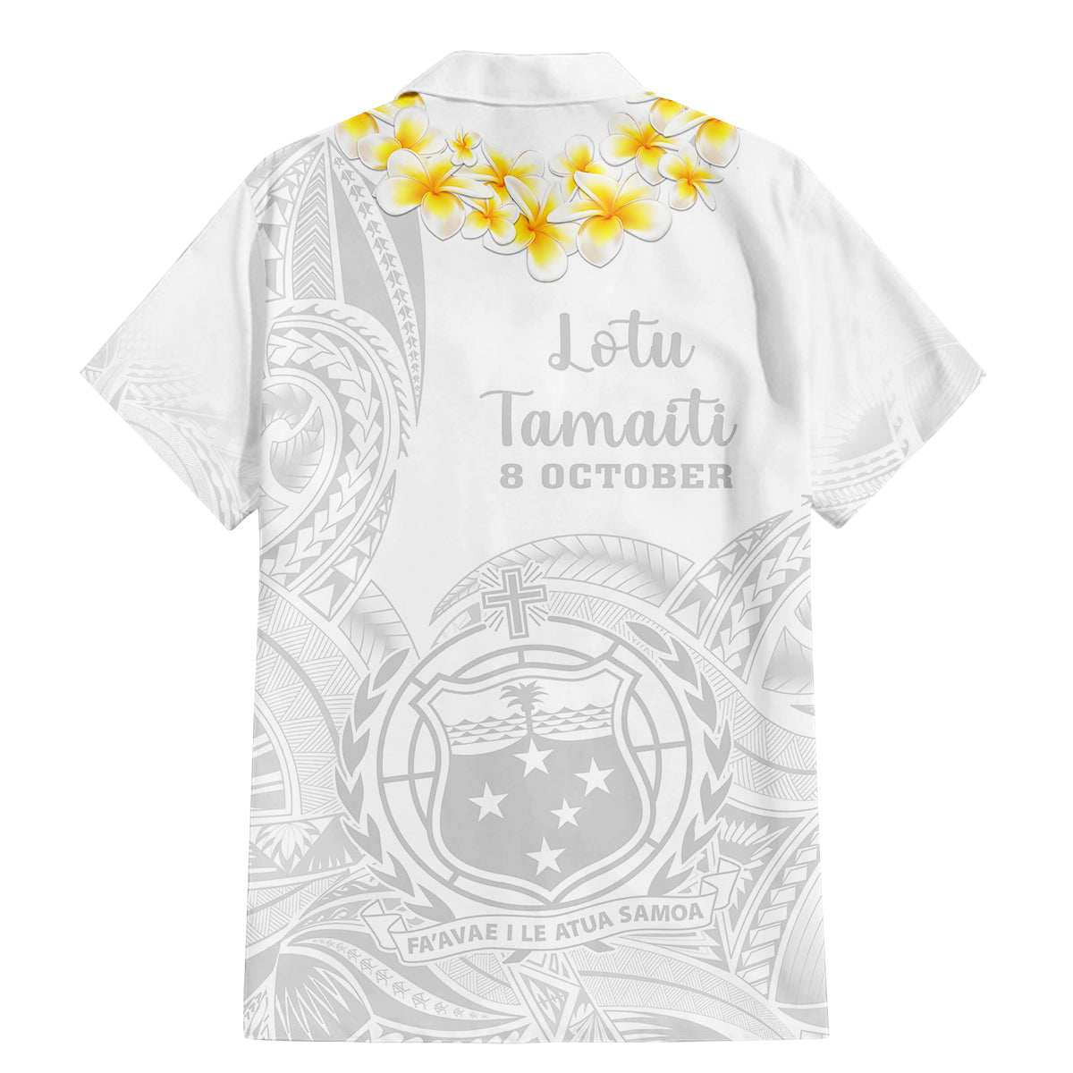 Samoa White Sunday Family Matching Mermaid Dress and Hawaiian Shirt Lotu Tamaiti 2023 With Coat Of Arms LT14 - Polynesian Pride